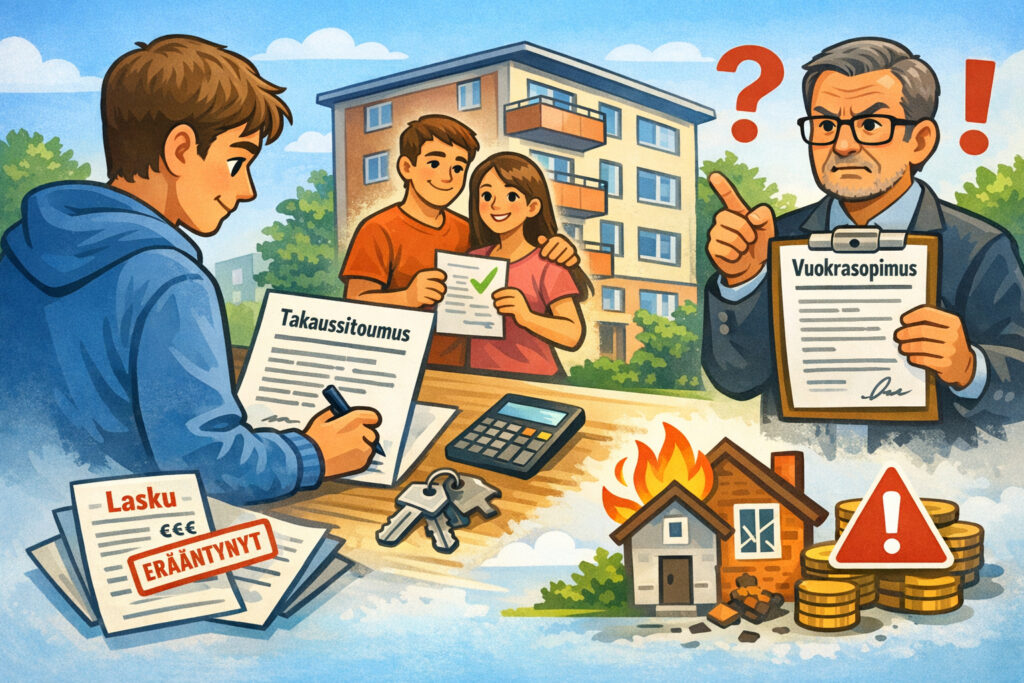 Takaussitoumus vuokra-asunnossa – riskit ja vastuu